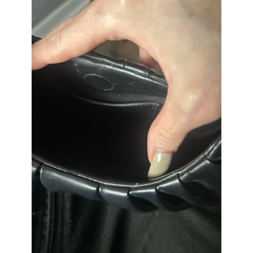 JW PEI women's Gabby Ruched Hobo Bag Vegan Leather Magnetic Closure Black‎